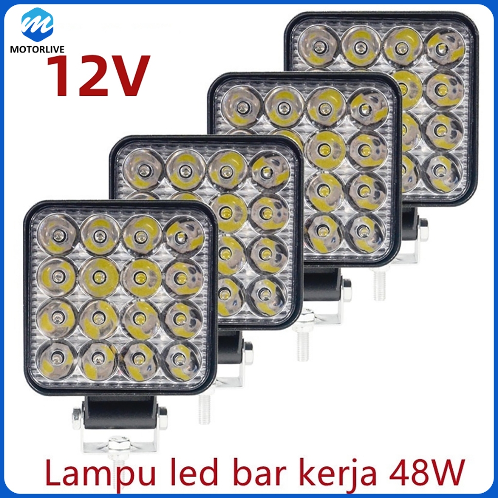 2 buah LAMPU SOROT TEMBAK CREE 16 MATA 48 WATT PUTIH WORKLIGHT LED 16 TITIK 48 WATT PUTIH