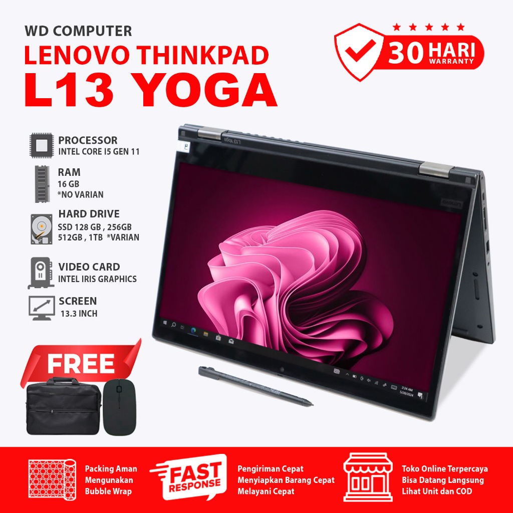 Laptop Lenovo L13 Yoga Touchscreen Core i5 gen 11 | Flip 360 | Stylus Pen | Fingerprint | IPS FHD