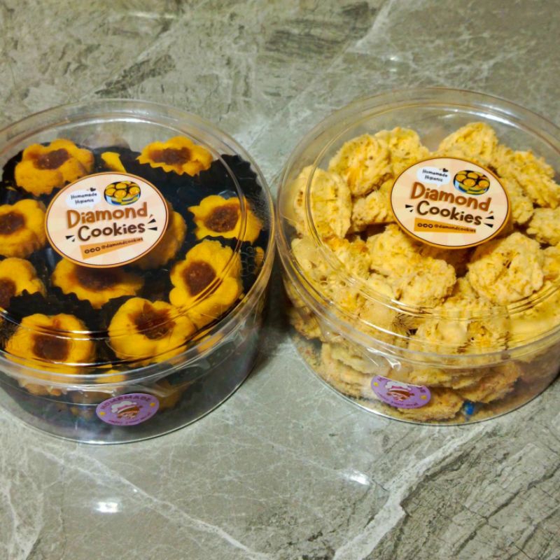 

【 DIAMONDCOOKIES 】PAKET BUNDLING JUMBO 2!! ( Thumbprint Nanas - Sagu ) • WISMAN • Premium • Mika Bulat • Isi 2 Mika Bulat