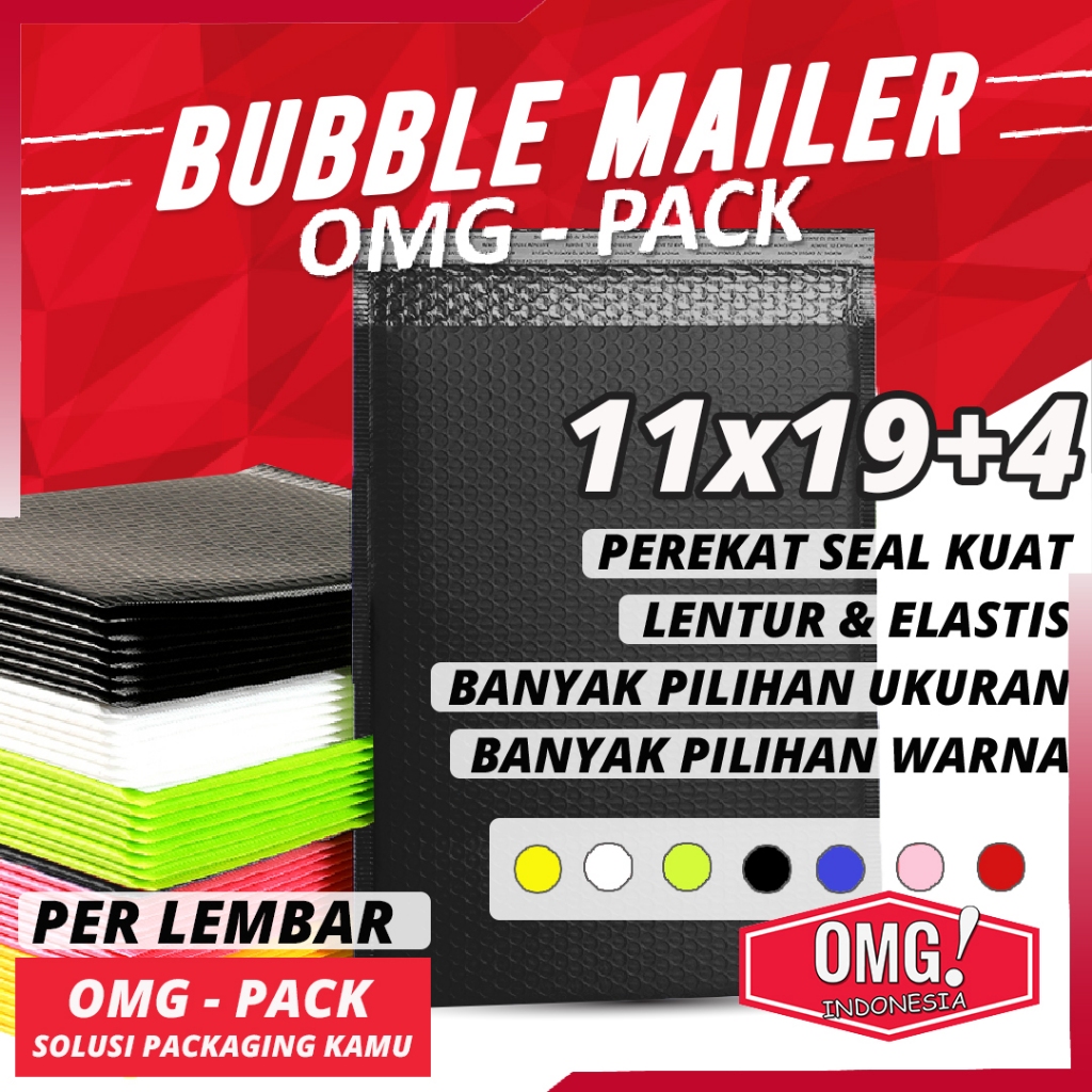 

BUBBLE MAILER POLYMAILER PREMIUM 11x19 +4 Plastik Mailer Warna Tebal Kantong Poly Bubble Wrap Packing Murah