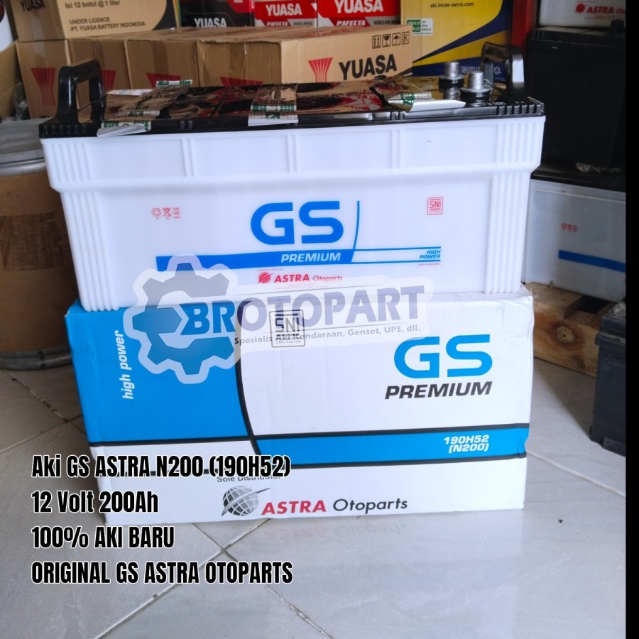 Aki GS Premium N200 12v 200ah Accu Basah Original GS Astra Otoparts