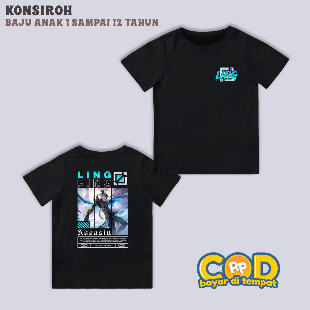 KAOS ANAK - MOBILE LEGEND LING SERENE PLUME - KAOS NATALIA ASSASIN - KAOS PREMIUM ANAK ANAK - BAJU U