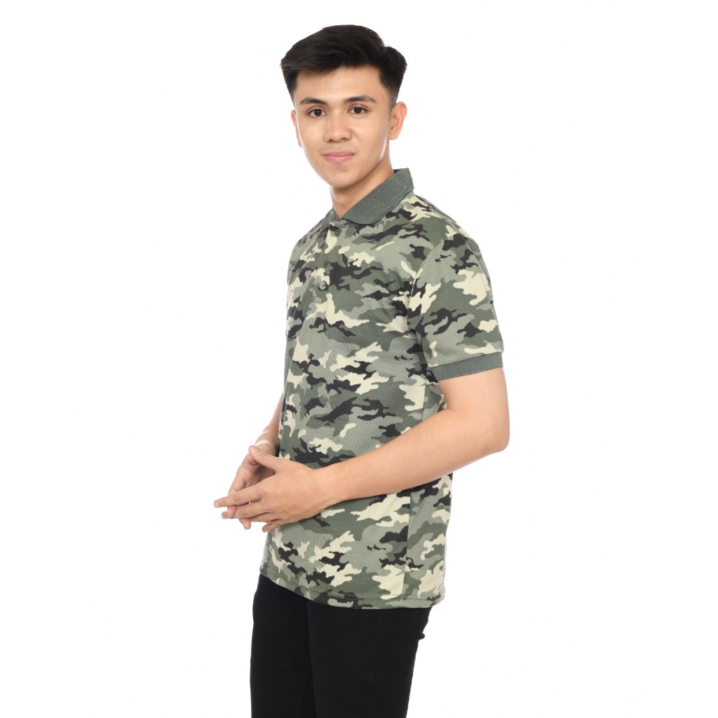 oiu Kaos Polo shirt Motif Loreng Kaos Polo Camo
