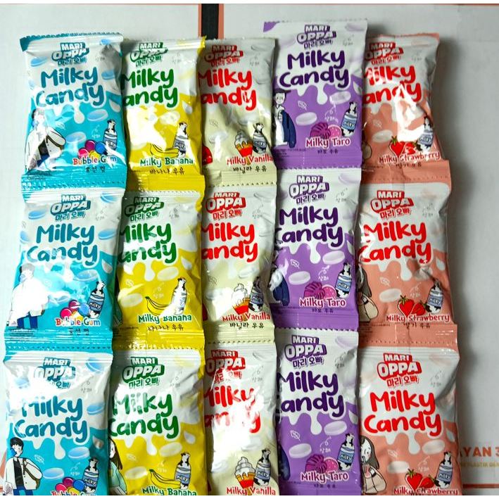 

permen Mari oppa milky candy permen berbagai rasa susu 1 renceng isi 10 pcs x 12 gram