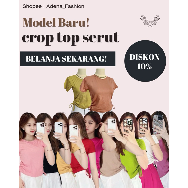 Adena Fashion | Crop Top Serut Samping | Atasan Wanita Serut Samping