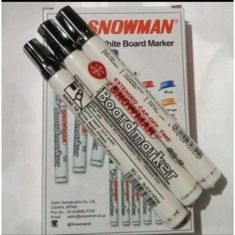 

Spidol Snowman White Board Masker BG - 12 Warna Hitam Dan Merah Satuan Spidol Snowman