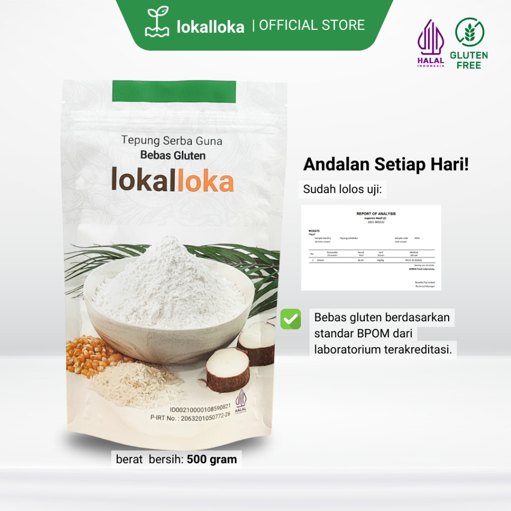 

LAKU Tepung Serba Guna Gluten Free Lokalloka Gram Pengganti Teru