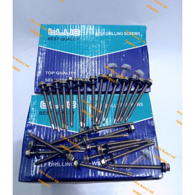 BLUE Baut Roofing 12 × 60 , 6cm / Skrup Baut Roofing 12 × 60mm 6Cm BLUE