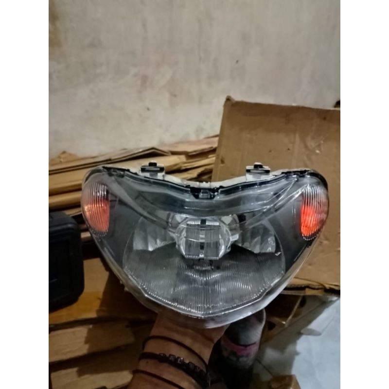 Reflektor Lampu Depan Plus Mika Kaca Lampu Depan Mio Smile Custom Bening Hitam Plus Proji Super Kere