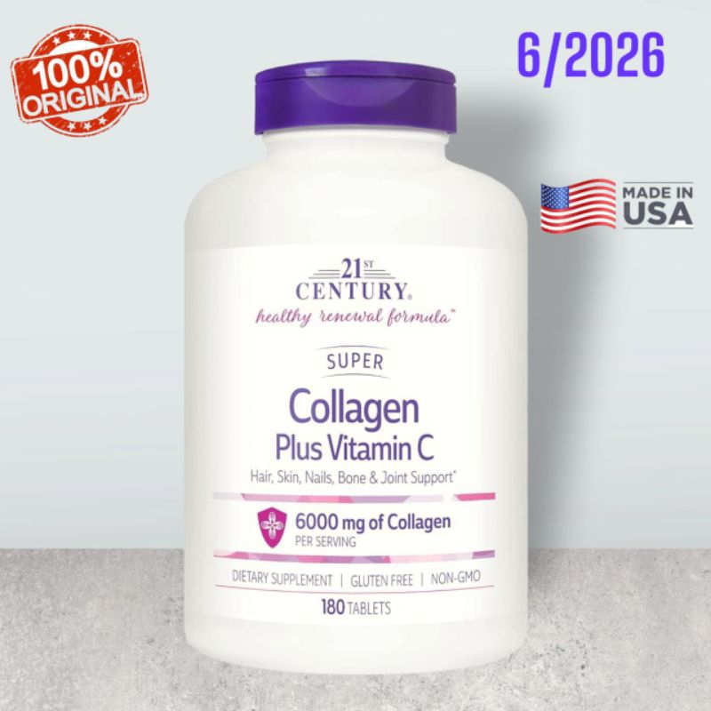 

Super Collagen 6000 mg Plus Vitamin C 21st Century 180 Tablets