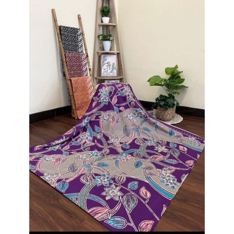 Kain Batik Solo Katun printing ecoprint biru