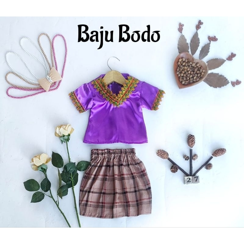 baju bodo anak ungu/baju adat bugis anak/baju adat makasar anak/baju bodo anak terbaru