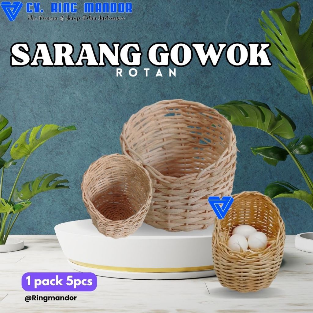 SARANG GOWOK ROTAN pack isi 5 pcs sarang Serat Gowok Sarang Burung Rotan Susuh Tempat Bertelur Burun
