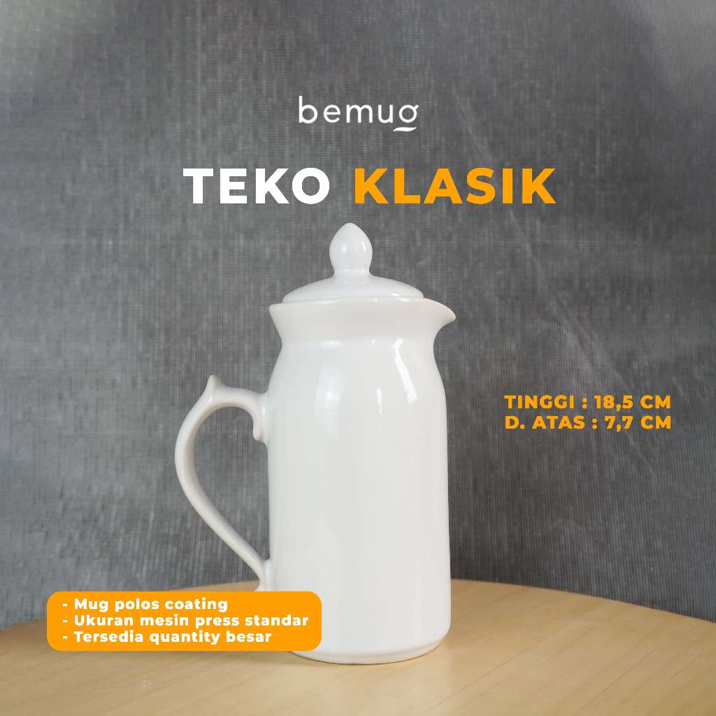 Teko Klasik Polos Coating Sublim Press Digital | Teko Klasik putih polos | Teko Unik