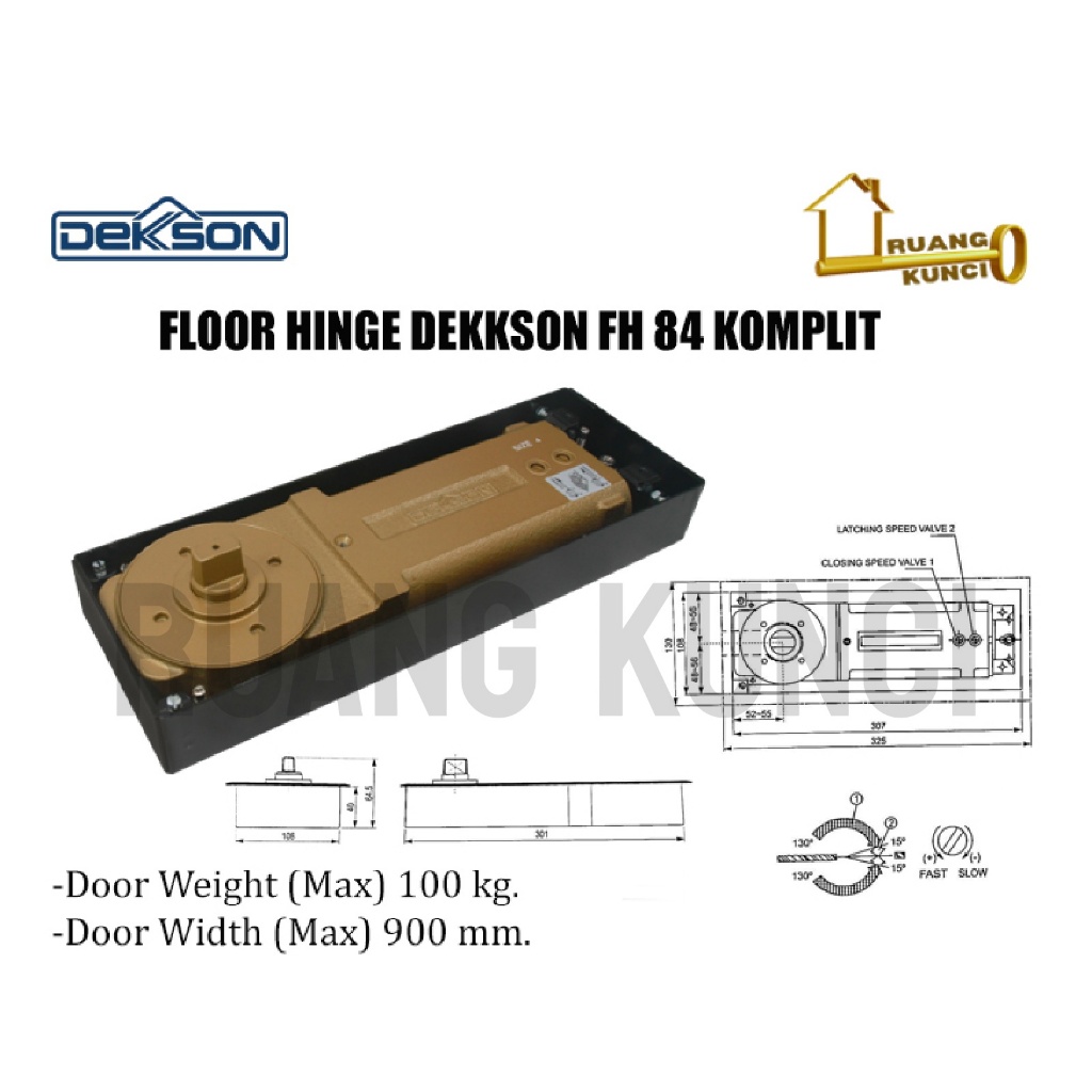 Floor Hinge Dekson 84 Engsel Tanam Pintu Kaca Dekkson Tipe 84 Komplit