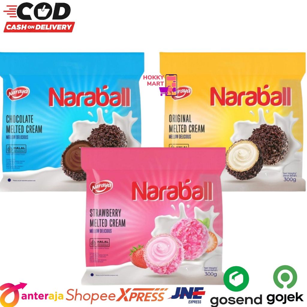 

[ HOKKY ] Naraya Naraball 300gr Wafer Salut Cookies Ball Melted Halal Chocolate Vanilla Strawberry