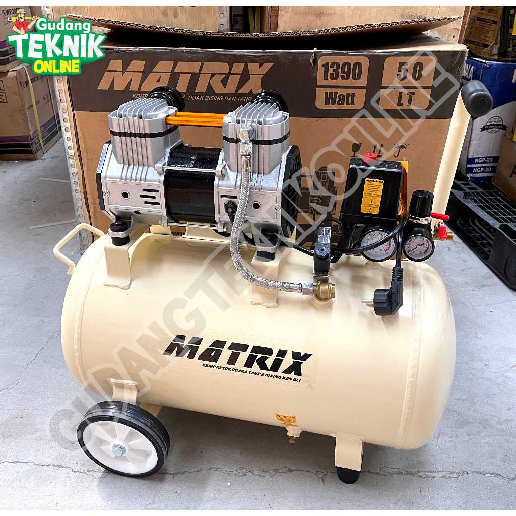 MATRIX Kompresor Angin 50L OFS1390-50 MATRIX 2HP LISTRIK OILESS  / Air Compressor Udara 50 Liter  Ko