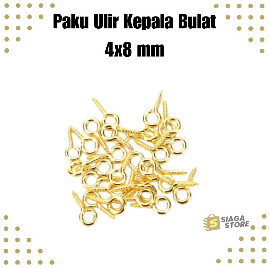 Paku Ulir Kepala Bulat Ukuran 4x8mm Isi 20 Biji Kait Resin Kalung Gantungan Kunci