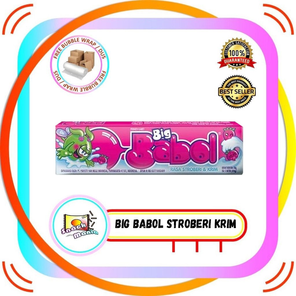 

Big Babol Gummy Candy Stroberi Krim 20 gr 1 pc Permen Karet Strawberry