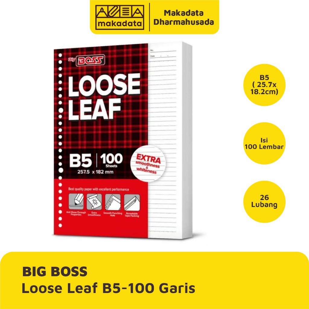 

LOOSE LEAF | KERTAS BINDER BIG BOSS B5-100 GARIS (1 PAK)