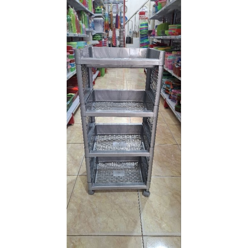 Rak Roda Calista/Rak Susun 4 Plastik Serbaguna