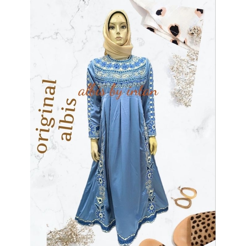 Gamis Albis Bordir Timbul Cornelli Biru