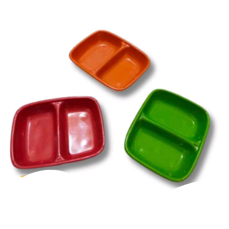 (harga 1 lusin)Lepek Sambal sekat kotak/lepek kecil Warna melamin tebal IJIMA/DBS035