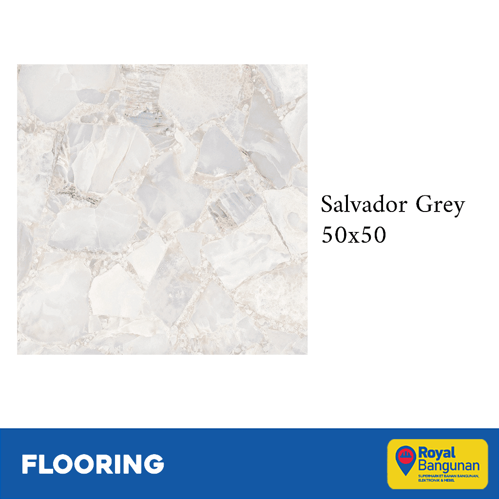 Milan Keramik Salvador Grey 50X50 Keramik Lantai Motif Stone Glossy