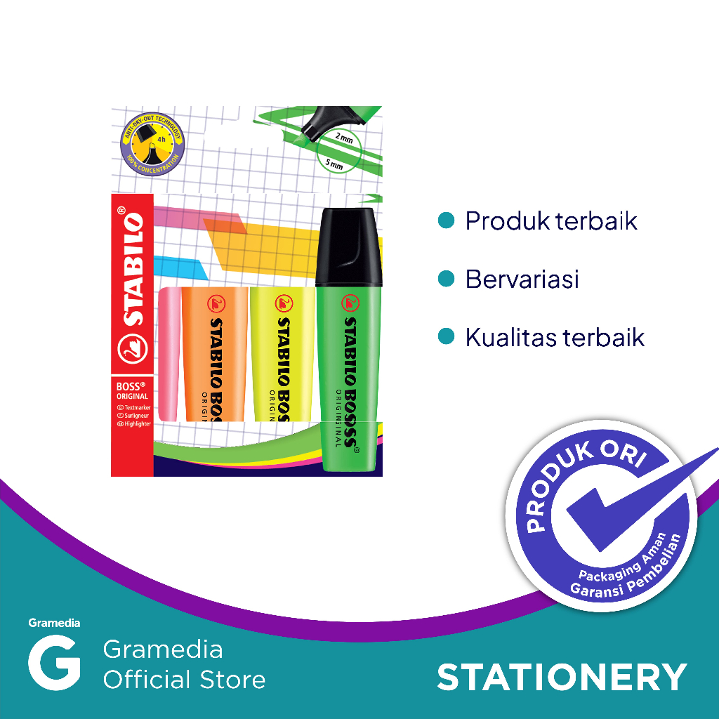 

Gramedia Makassar - Highlighter Stabilo Boss Original Set 4