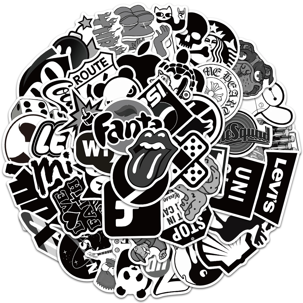

COD✨50 PCSMerek trendi gaya hitam dan putih stiker untuk Buku Tempel/Buku Harian/HP/Dekorasi Laptop/Sticker Helm Tahan Air Vinil/Stiker Tablet Ponsel stiker tahan air berperekat