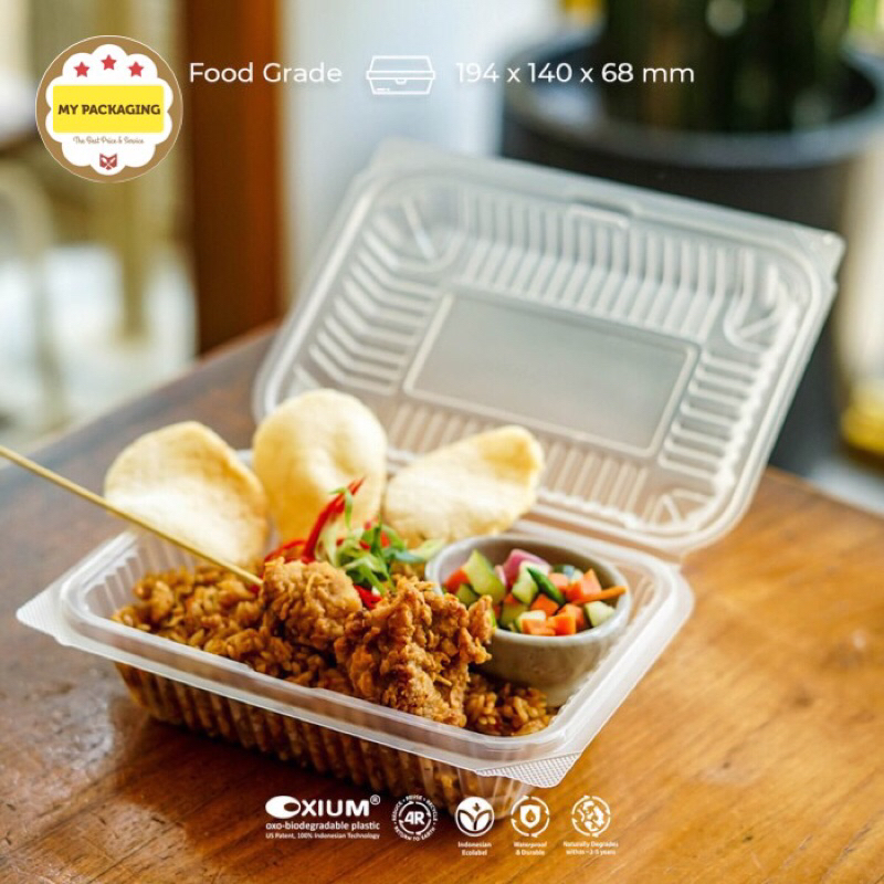 Clamshell Kotak Makan Kemasan Takeaway Ramah Lingkungan ecorasa ECL-510 (Oxium)