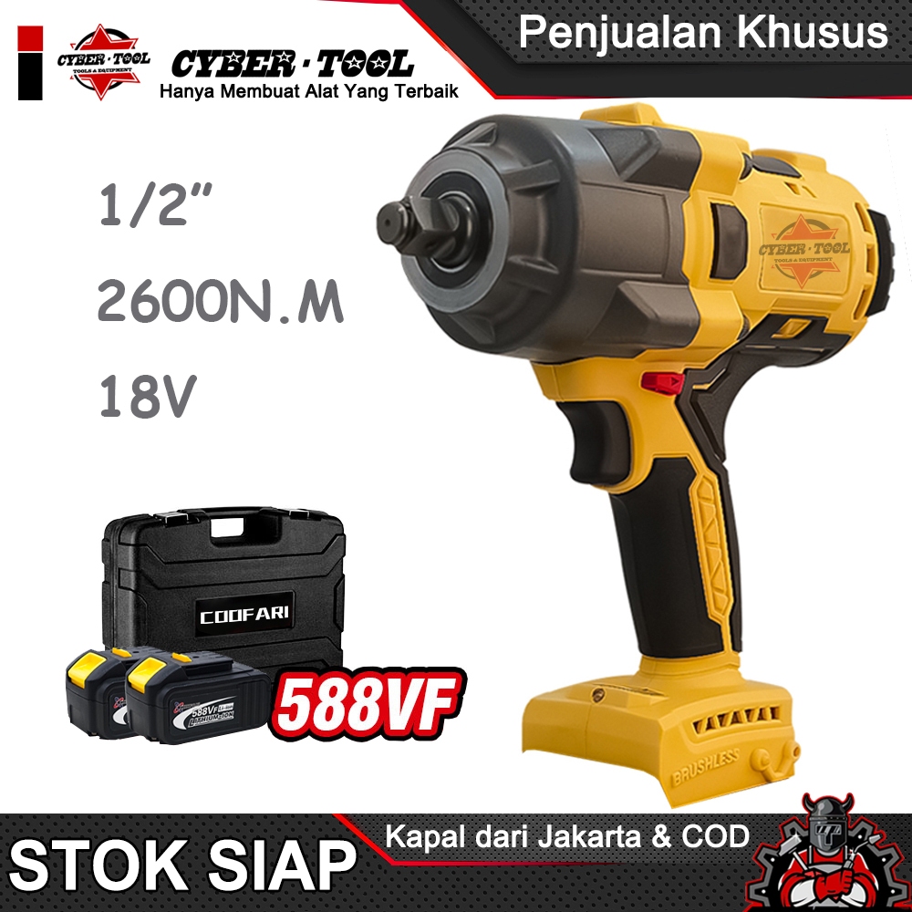 Kunci Pas Elektrik Torsi Tinggi 2600NM, Kunci Pas Elektrik Tanpa Kabel 1/2 Inci, Alat Listrik Gengga