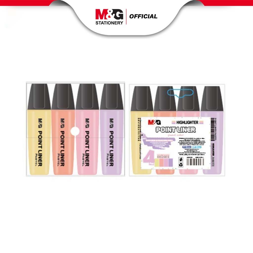 

M&G Highlighter Pastel 4color set Pastel Colors: Yellow/Orange/Pink/Purple