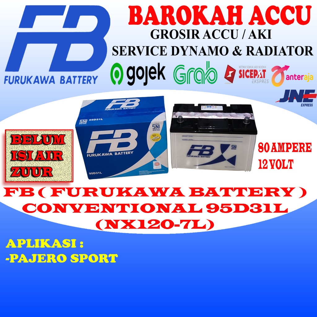 AKI MOBIL FB FURUKAWA BATTERY CONVENTIONAL 95D31L / NX120-7L , 80 AMPERE