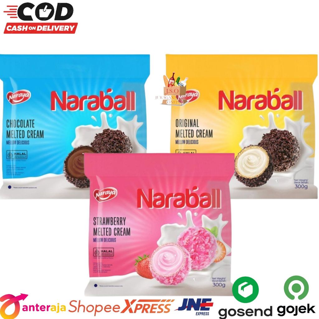 

[ JSO ] Naraya Naraball 300gr Wafer Salut Cookies Ball Melted Halal Chocolate Vanilla Strawberry