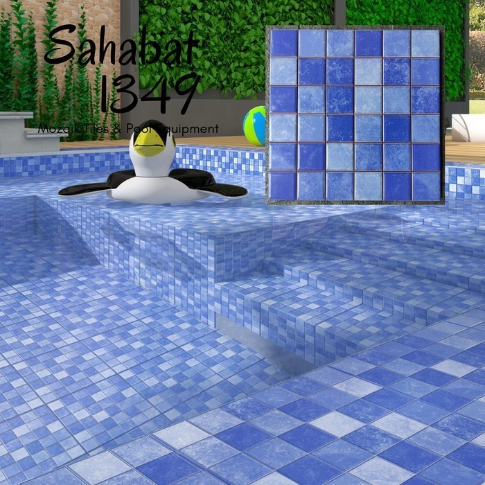 Keramik ATHENA ATLANTIC MEDIUM BLUE - Keramik Kolam Renang Biru Mix