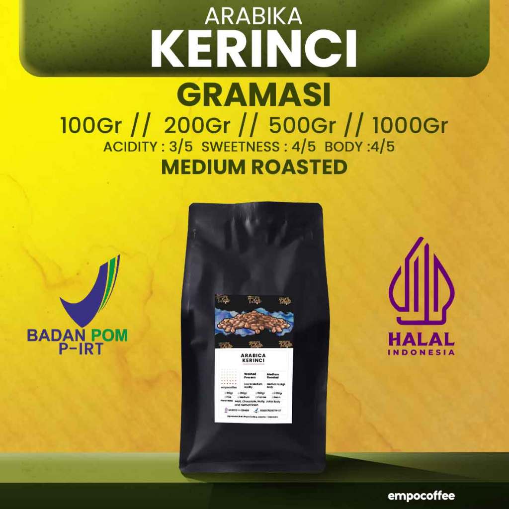 

Empo Coffee Biji Kopi Bubuk Arabika Kerinci Kayu Aro Sumatra Arabica Coffee Roasted Bean Coffe Roast Beans