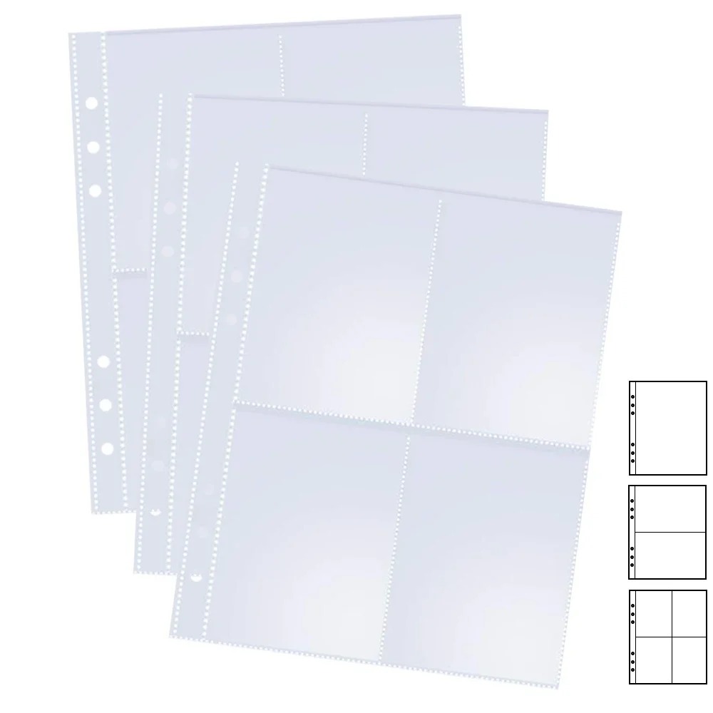 

10pcs A5 6 Ring Binder Sleeves 4 Pockets Clear Refill Budget Planner Notebook Page Protectors Photo Album Card School Stationery