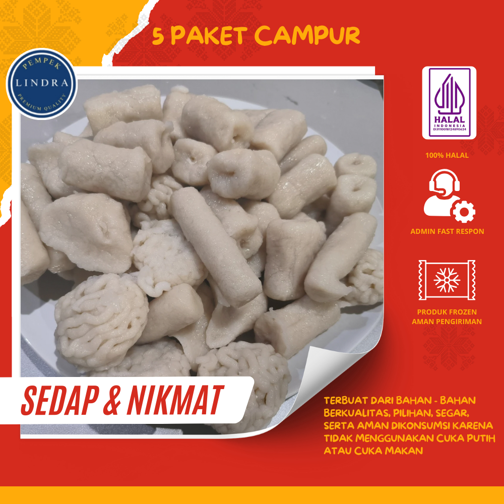 

BUY 5 PAKET (CAMPUR) Pempek palembang asli, pempek tenggiri Lezat & Premium 100% HALAL