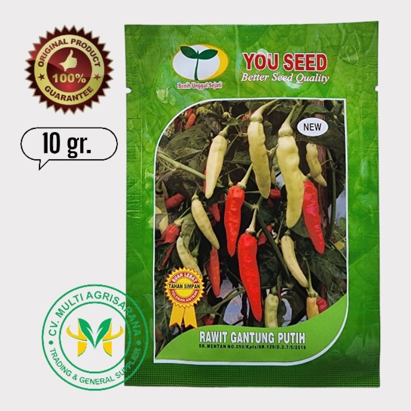 Benih Cabe rawit GANTUNG PUTIH isi 10 Gr | Bibit Cabai rawit YOU SEED