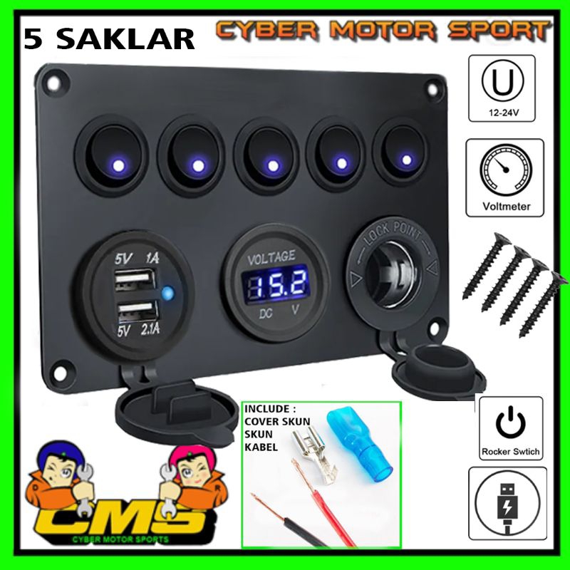 Saklar panel dashboard mobil universal. 12v 24v saklar lampu wiper kipas dll.