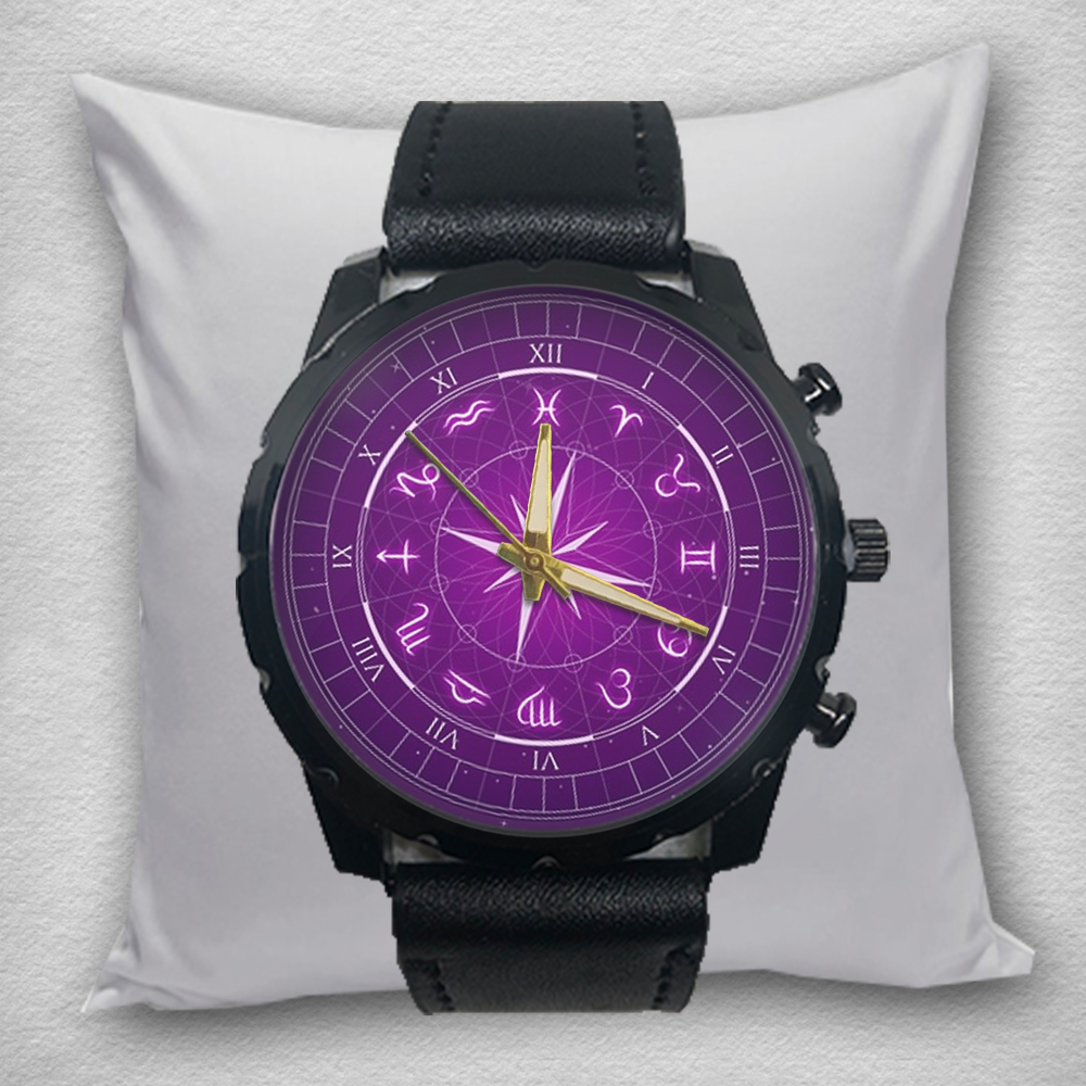 Jam Tangan Pria ZODIAC Kulit Hitam Quartz Analog 01
