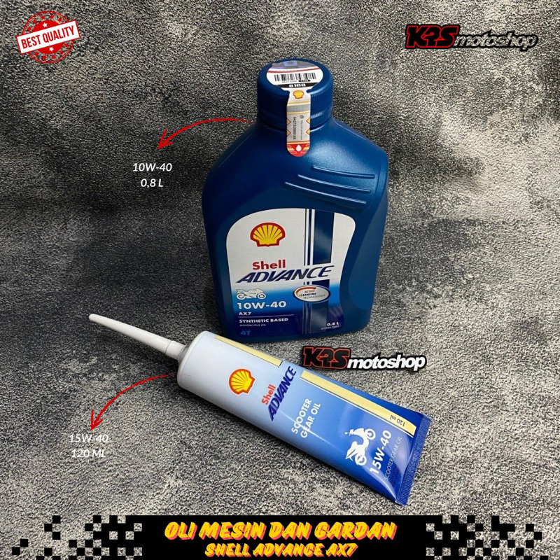 OLI MESIN DAN OLI GARDAN SHELL ADVANCE AX7 10W-40 15W-40 SEMUA MOTOR BEBEK MATIC MIO SPORTY SMILE SO