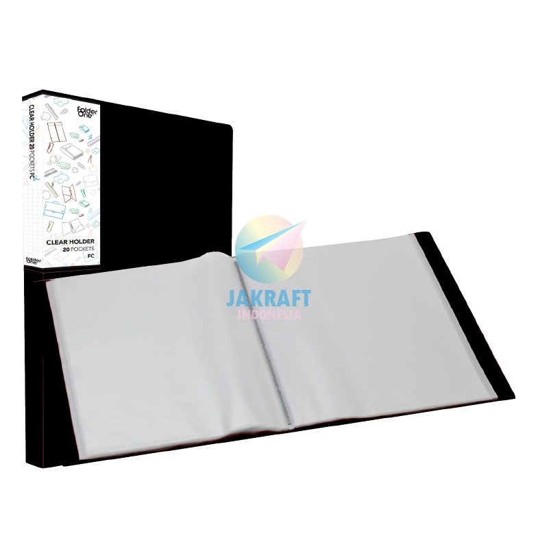 

BIG SALE 1 Pcs Map Clear Holder Folio F4 FC isi 2 Display Book Hitam Black Document Keeper Tebal