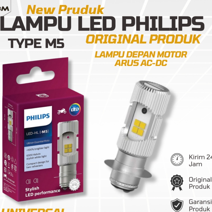 Paling Sesuai LAMPU DEPAN MOTOR LED PHILIPSLAMPU LED 2SISI H6 ARUS DC M5 BST BOHLAM LAMPU DEPAN MOTO