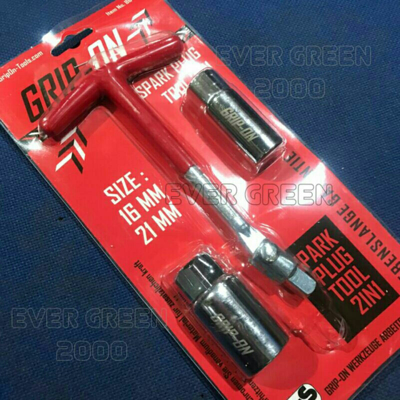 Kunci Busi 2 pcs GRIP-ON (Gagang Stang T Flexible dan Sok Busi 16 dan 21 mm) 2in1 Gripon Spark Plug 