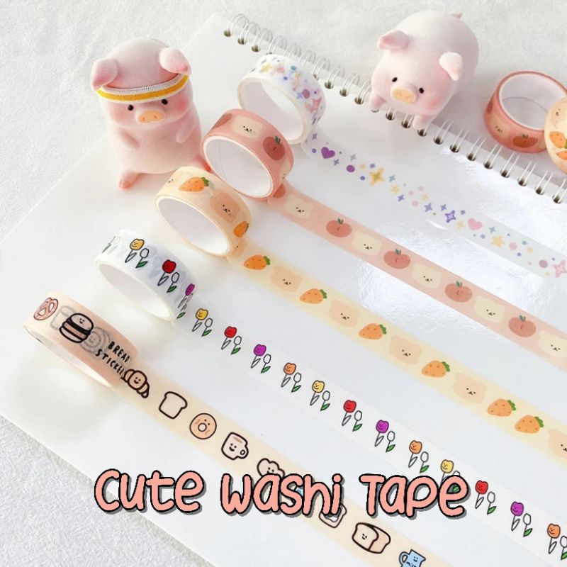 

Cute Washi Tape Masking Tape DIY Scrapbook Journal | Isolasi Bahan Washing motif Lucu