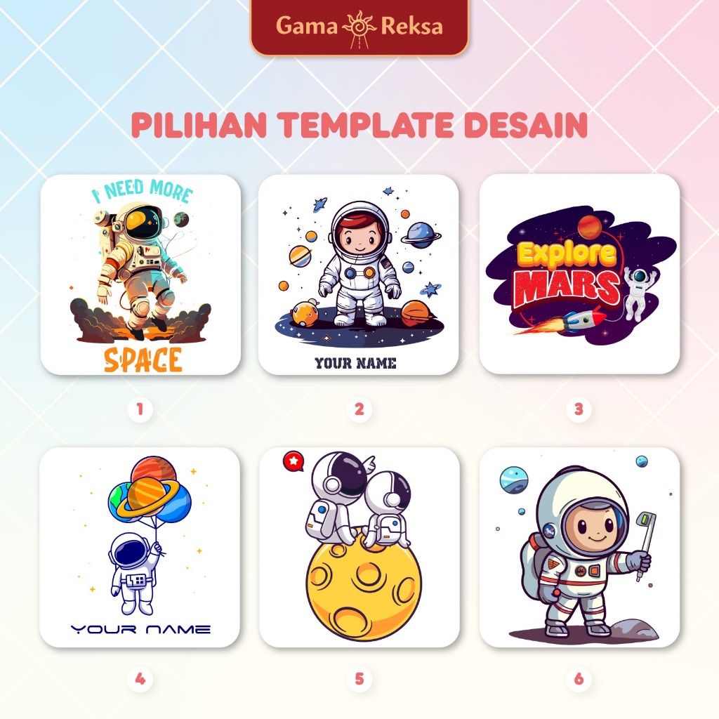 

Pilihan Desain Tema Astronot Costum UV