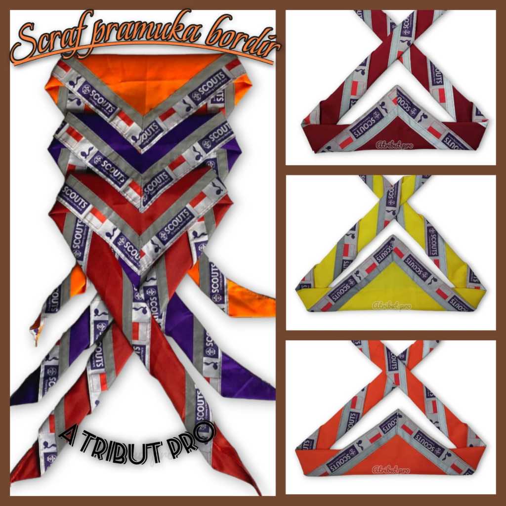 scraf pramuka / sekrap pramuka / scarf pramuka bordir menyala premium