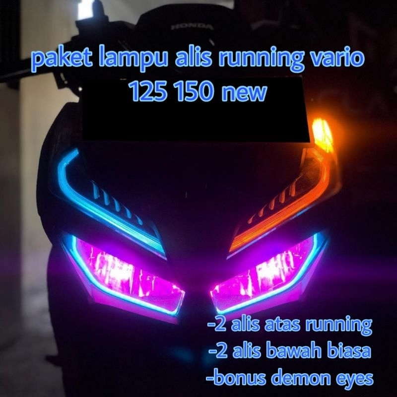 lampu alis running vario 125 150 new sepaket demon eyes lampu alis slim waterprof